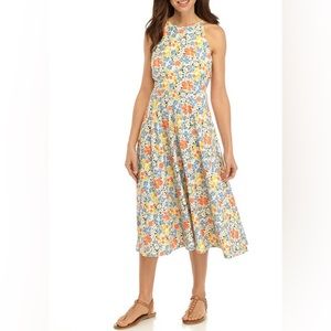 Chaps Women's Coral Floral Fit and Flare Dress